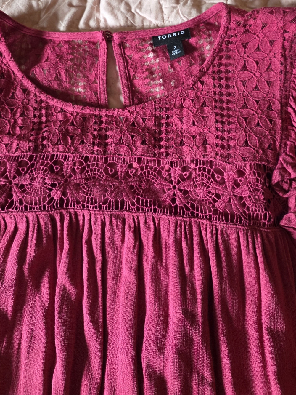 Torrid Fuchsia Lace Yoke Babydoll Dress